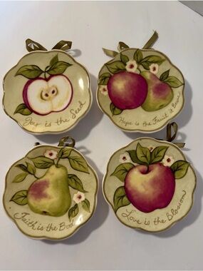 Arket Ceramic Fruit Holiday Ornament Set in Red, Green & Gold